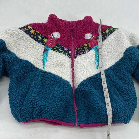Disney Encanto Sherpa Sequin Bird Print Floral Colorblock Cozy Zippered Jacket - Picture 10 of 11